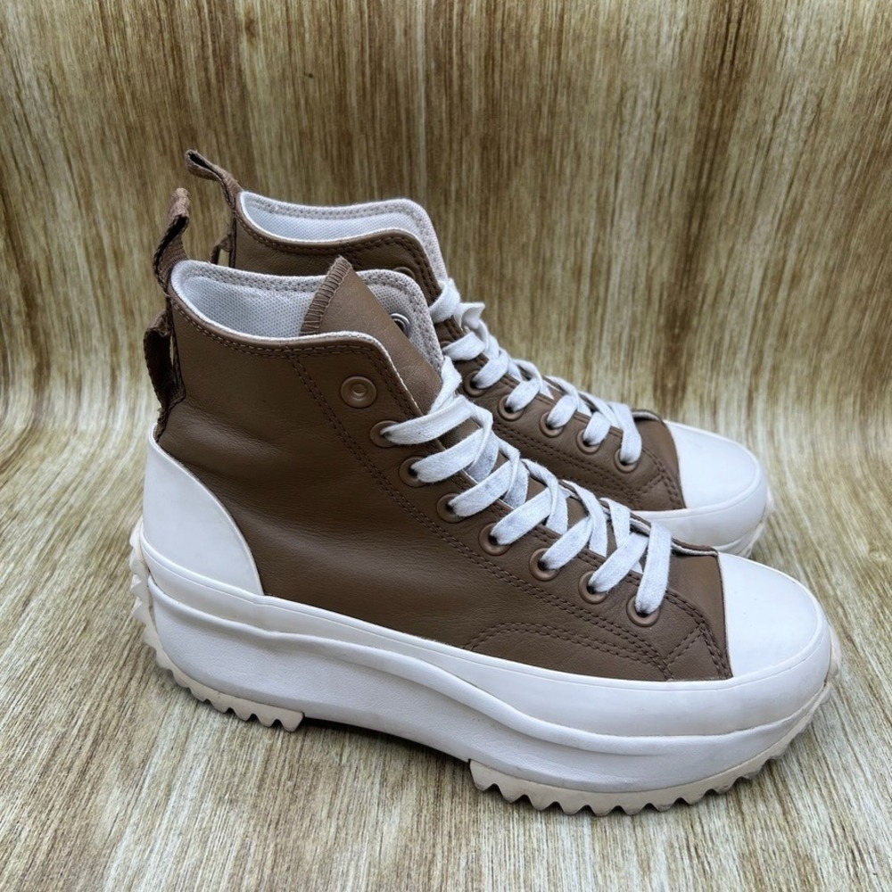 Converse Run Star Hike Sneakers Women's Size 8 Brown Leather Platform A04268C